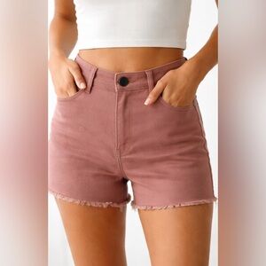 Madewell High Rise Frayed Hem Shorts Size 29 Pink Mauve Stretch Cotton Casual